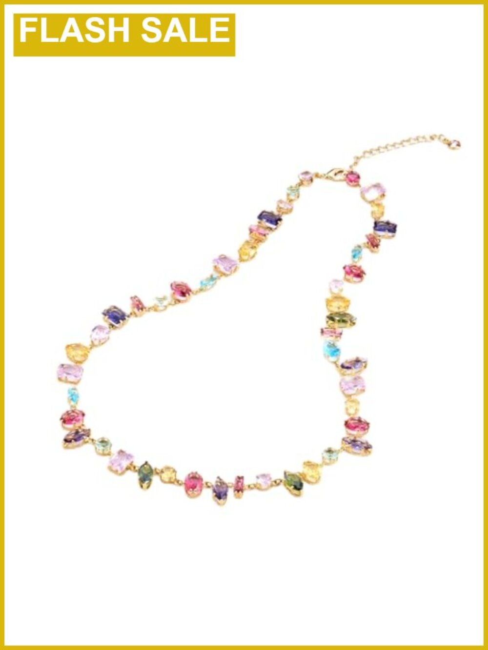 18k gold plated cubic zirconia rainbow tennis necklace